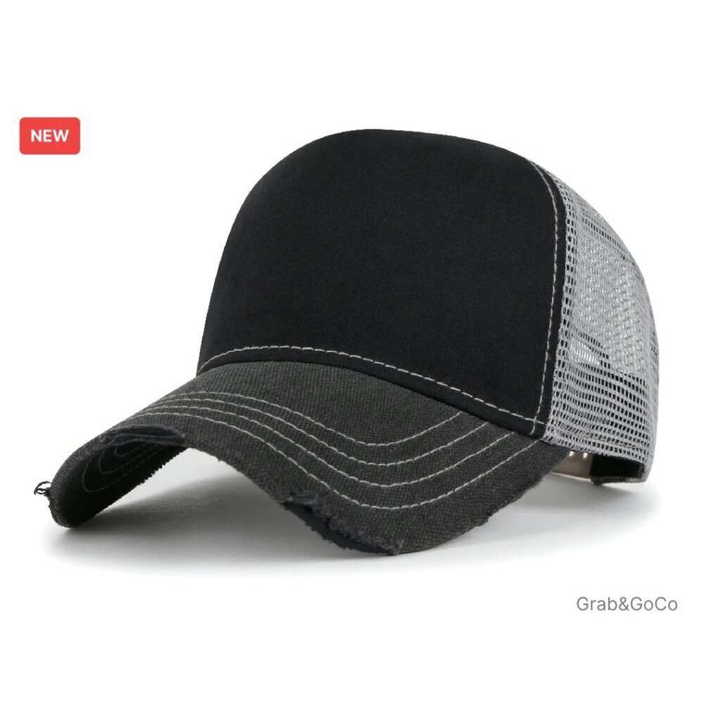 Vintage Distressed Mesh Trucker Hat Classic Baseball Cap Snapback Closure